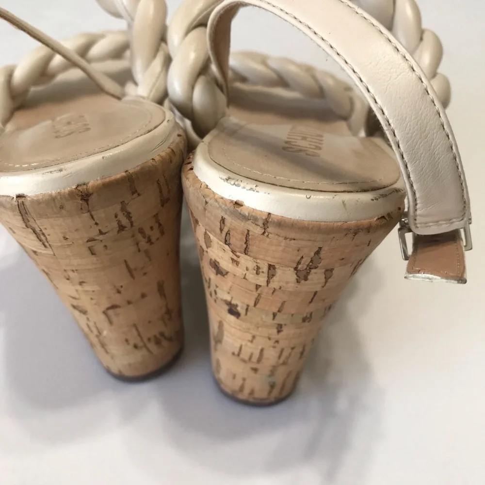 SCHUTZ  Chunky braided leather cork wedge slingback platforms Sz 10B 4.5 wedge E